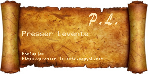 Presser Levente névjegykártya